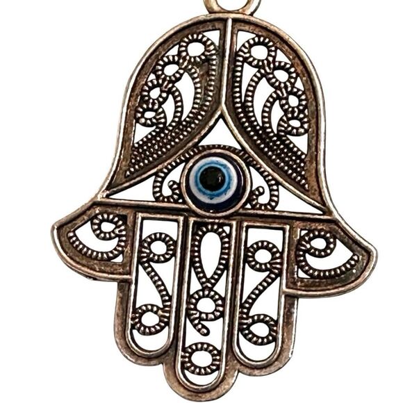 Hamsa keychain with evil eye center - Picture 2 of 5